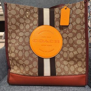 Coach Brown and Orange Signature Tote